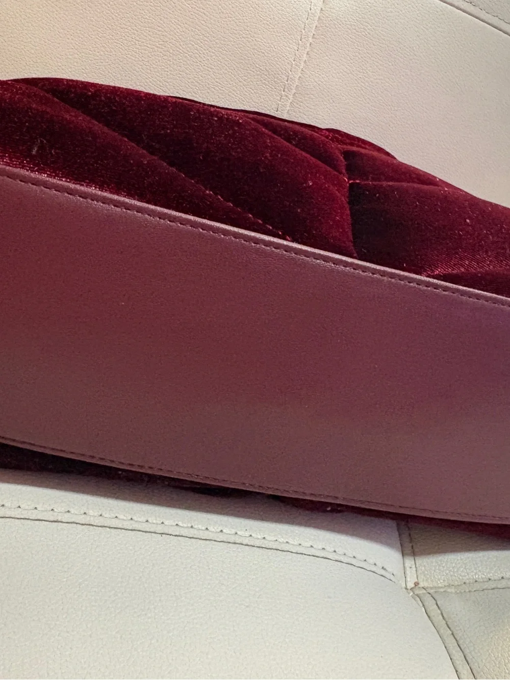 Steve Madden Wine Red Velvet Shoulder Bag with Gold Chain